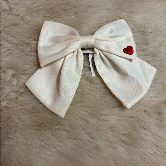 J. Crew Cream and Red Heart Bow Hair Accessory - Picture 2 of 3